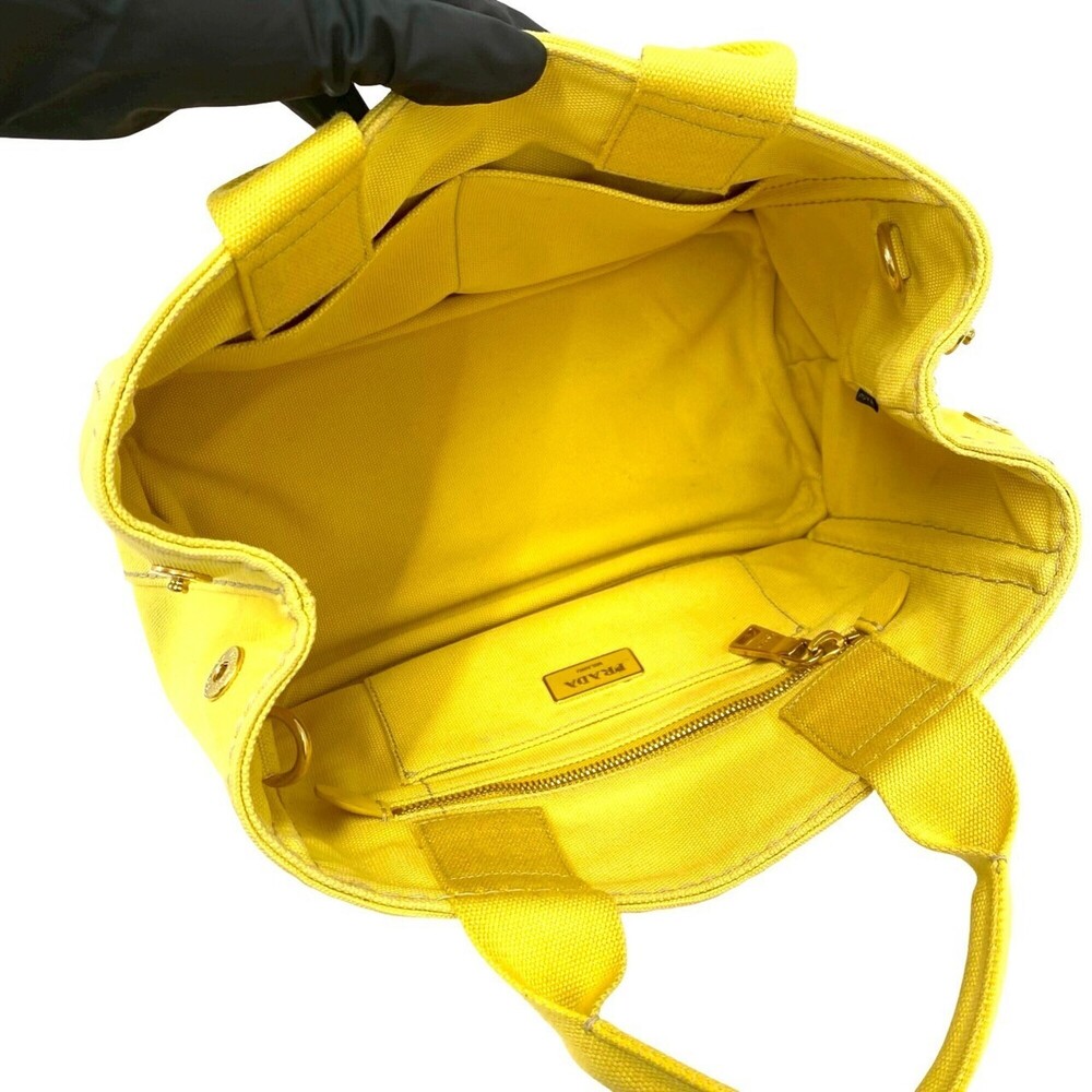 PRADA Yellow Canvas Shoulder Bag - Picture 9 of 10